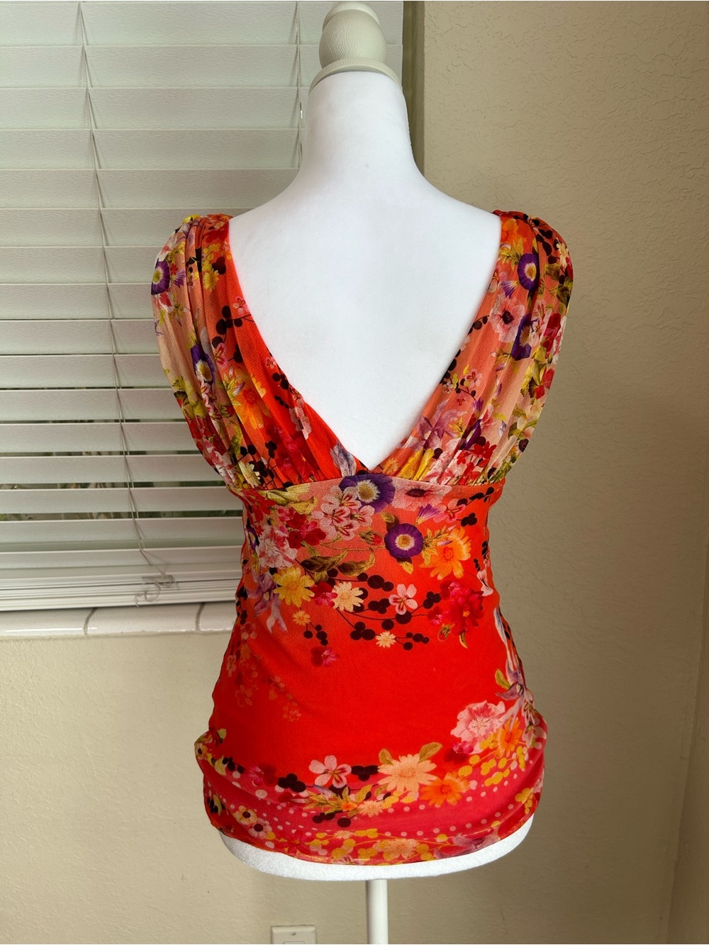 VINTAGE Fuzzi by Jean Paul Gaultier floral tulle mesh sleeveless - size M - Picture 3 of 7